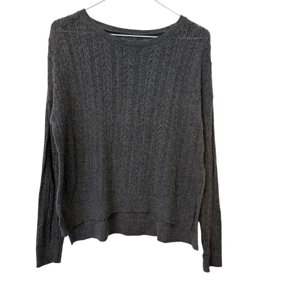 ZARA Knit Italian Yarn High Low Long Sleeve Pullover Gray Sweater Medium